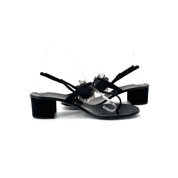 NEW Giuseppe Zanotti Phoebe Crystal Embellished Flower T Bar Sandals 38.5 - Picture 4 of 9